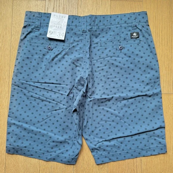 Men’s Blue Printed Stretch Twill Short NWT Size 34 - Picture 4 of 5